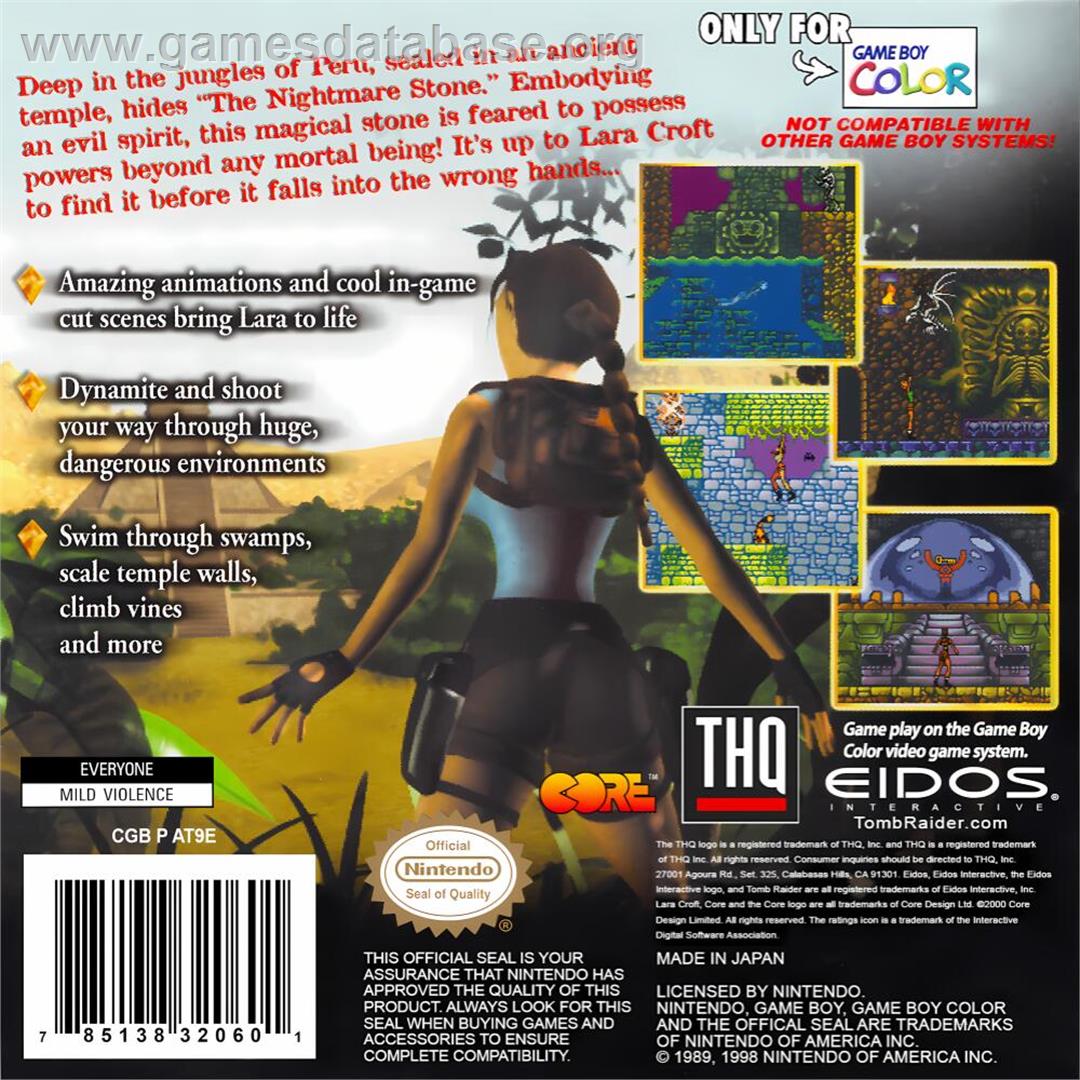 Tomb Raider - Nintendo Game Boy Color - Artwork - Box Back