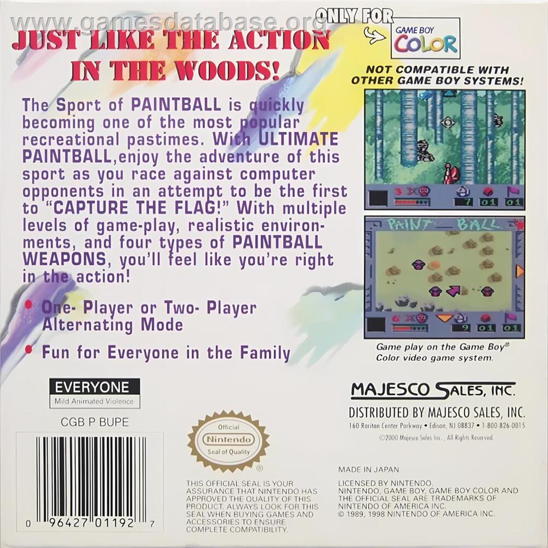 Ultimate Paintball - Nintendo Game Boy Color - Artwork - Box Back