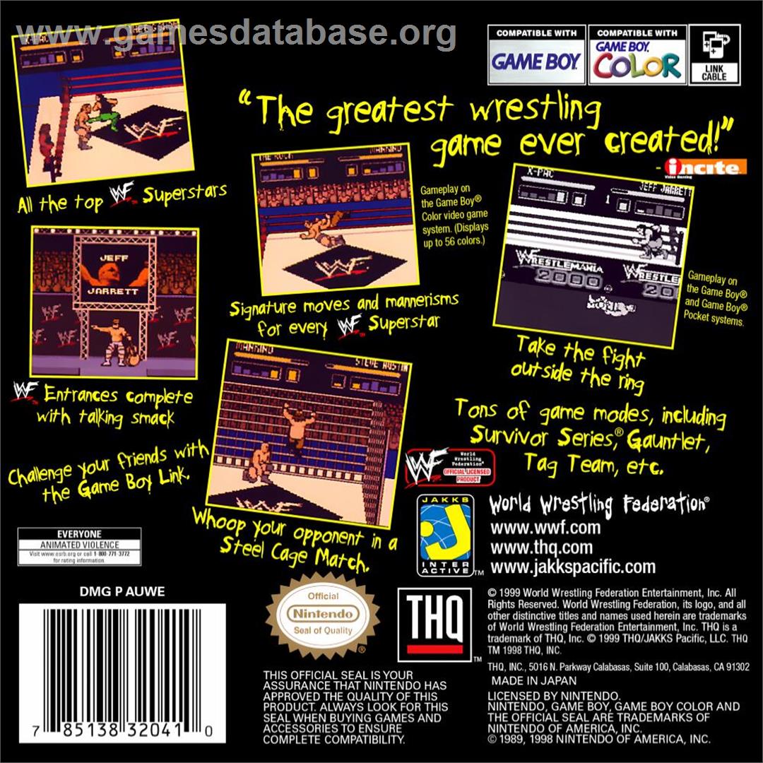 WWF WrestleMania 2000 - Nintendo Game Boy Color - Artwork - Box Back