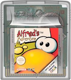 Cartridge artwork for Alfred's Adventure on the Nintendo Game Boy Color.