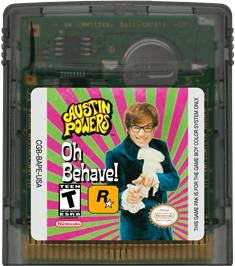 Cartridge artwork for Austin Powers: Oh Behave on the Nintendo Game Boy Color.