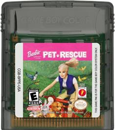 Cartridge artwork for Barbie Pet Rescue on the Nintendo Game Boy Color.