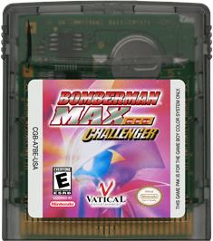 Cartridge artwork for Bomberman Max: Red Challenger Edition on the Nintendo Game Boy Color.