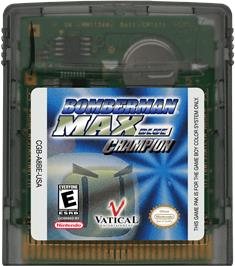 Cartridge artwork for Bomberman Max - Blue Champion on the Nintendo Game Boy Color.