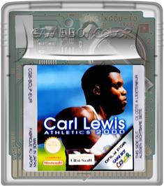 Cartridge artwork for Carl Lewis Athletics 2000 on the Nintendo Game Boy Color.