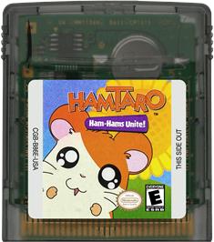 Cartridge artwork for Hamtaro: Ham-Hams Unite on the Nintendo Game Boy Color.