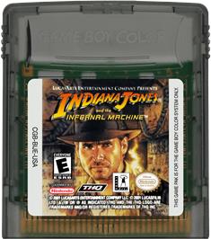 Cartridge artwork for Indiana Jones And The Infernal Machine on the Nintendo Game Boy Color.