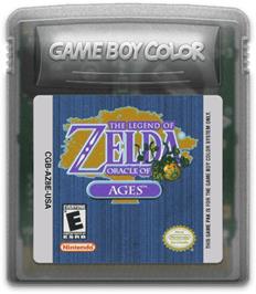 Cartridge artwork for Legend of Zelda: Oracle of Ages on the Nintendo Game Boy Color.