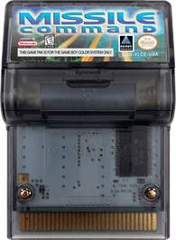 Cartridge artwork for Missile Command on the Nintendo Game Boy Color.