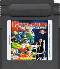 Cartridge artwork for Revelations: The Demon Slayer on the Nintendo Game Boy Color.