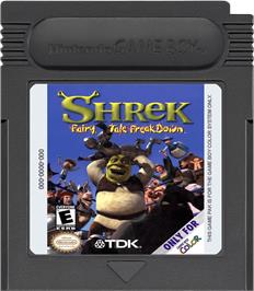 Cartridge artwork for Shrek: Fairy Tale Freakdown on the Nintendo Game Boy Color.