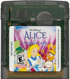 Cartridge artwork for Walt Disney's Alice In Wonderland on the Nintendo Game Boy Color.