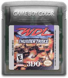 Cartridge artwork for World Destruction League: Thunder Tanks on the Nintendo Game Boy Color.