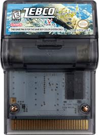 Cartridge artwork for Zebco Fishing! on the Nintendo Game Boy Color.