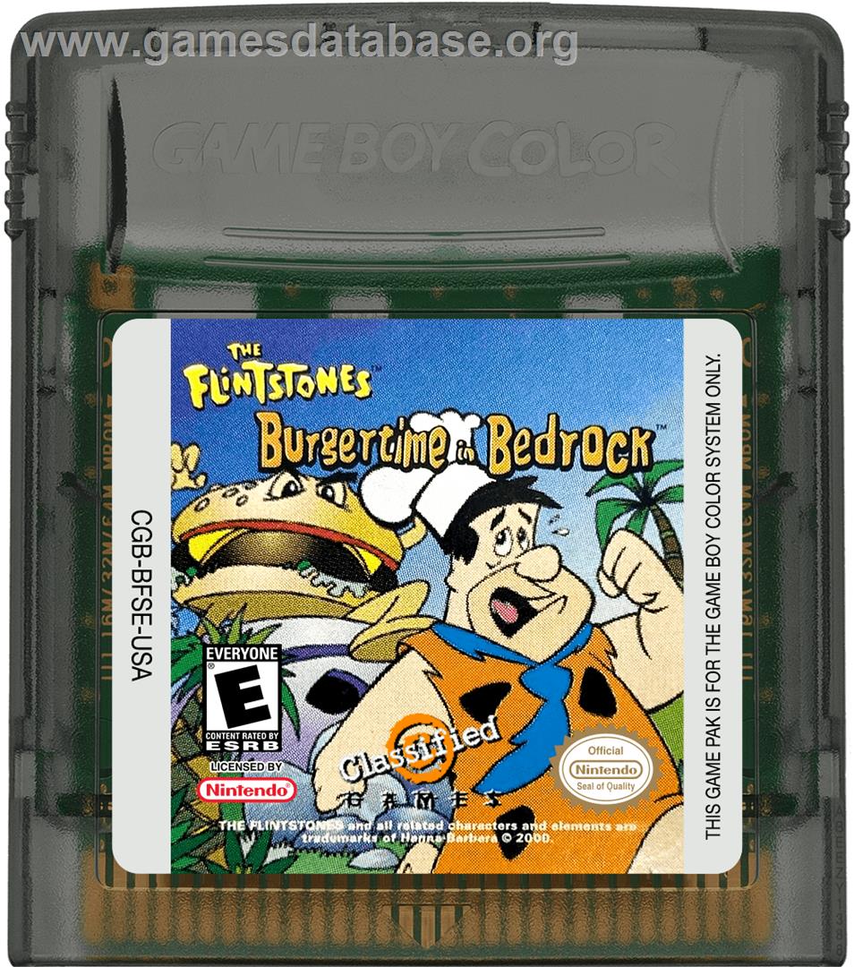 Flintstones: Burgertime in Bedrock - Nintendo Game Boy Color - Artwork - Cartridge