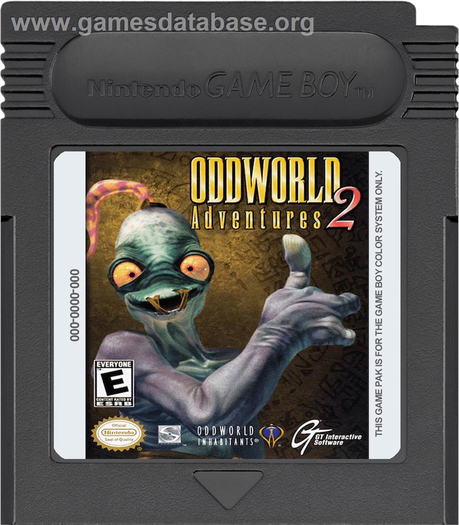 Oddworld: Adventures 2 - Nintendo Game Boy Color - Artwork - Cartridge