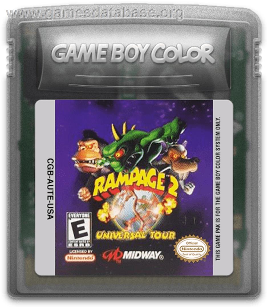 Rampage: Universal Tour - Nintendo Game Boy Color - Artwork - Cartridge