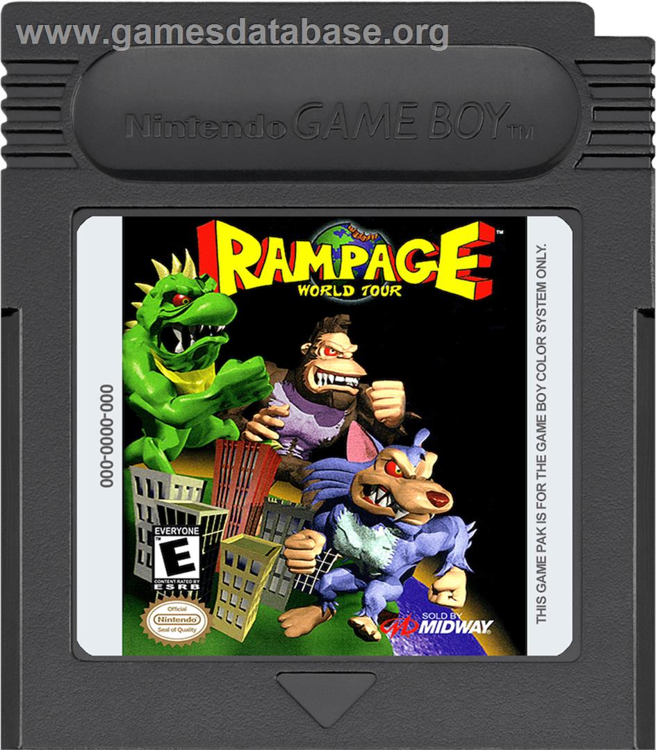 Rampage: World Tour - Nintendo Game Boy Color - Artwork - Cartridge