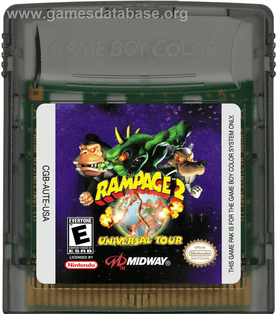 Rampage 2 - Universal Tour - Nintendo Game Boy Color - Artwork - Cartridge