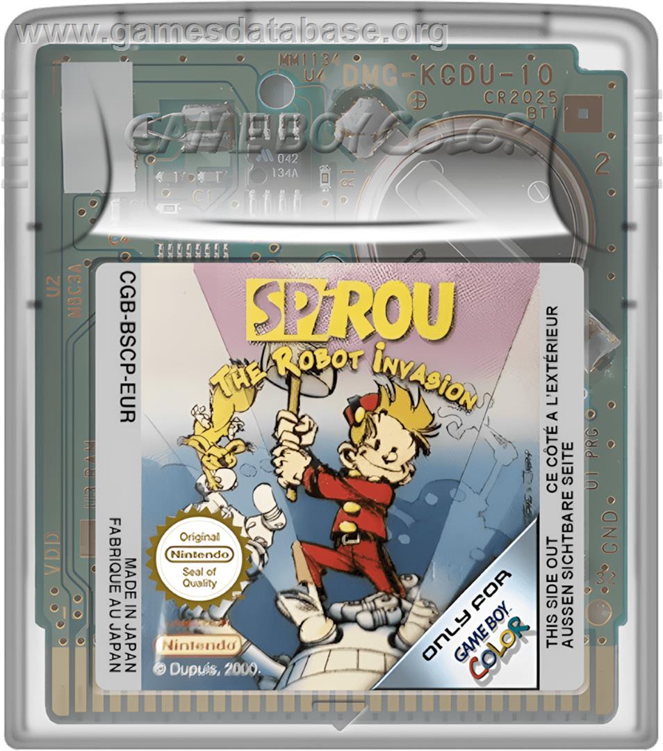 Spirou Robbedoes - The Robot Invasion - Nintendo Game Boy Color - Artwork - Cartridge