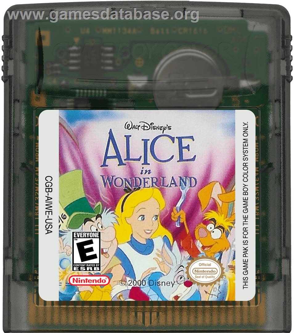 Walt Disney's Alice In Wonderland - Nintendo Game Boy Color - Artwork - Cartridge