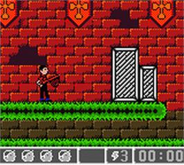 In game image of Bob et Bobette: Les Dompteurs du Temps on the Nintendo Game Boy Color.