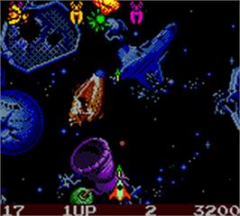 In game image of Galaga - Destination Earth on the Nintendo Game Boy Color.