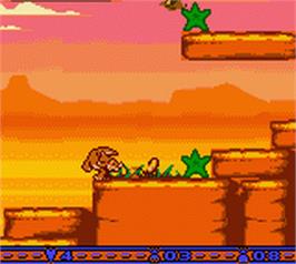 In game image of Land Before Time on the Nintendo Game Boy Color.