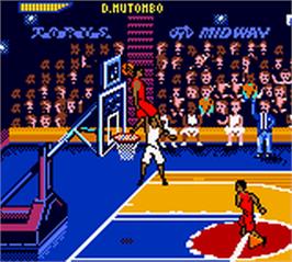 In game image of NBA Hoopz on the Nintendo Game Boy Color.