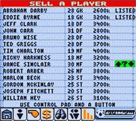In game image of Player Manager 2001 on the Nintendo Game Boy Color.