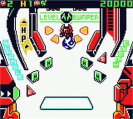 In game image of Super Robot Pinball on the Nintendo Game Boy Color.