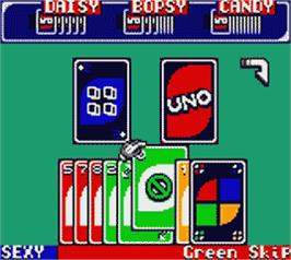 In game image of Uno on the Nintendo Game Boy Color.