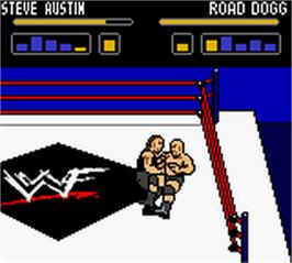 In game image of WWF Wrestlemania 2000 on the Nintendo Game Boy Color.