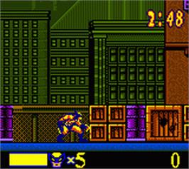 In game image of X-Men: Wolverine's Rage on the Nintendo Game Boy Color.