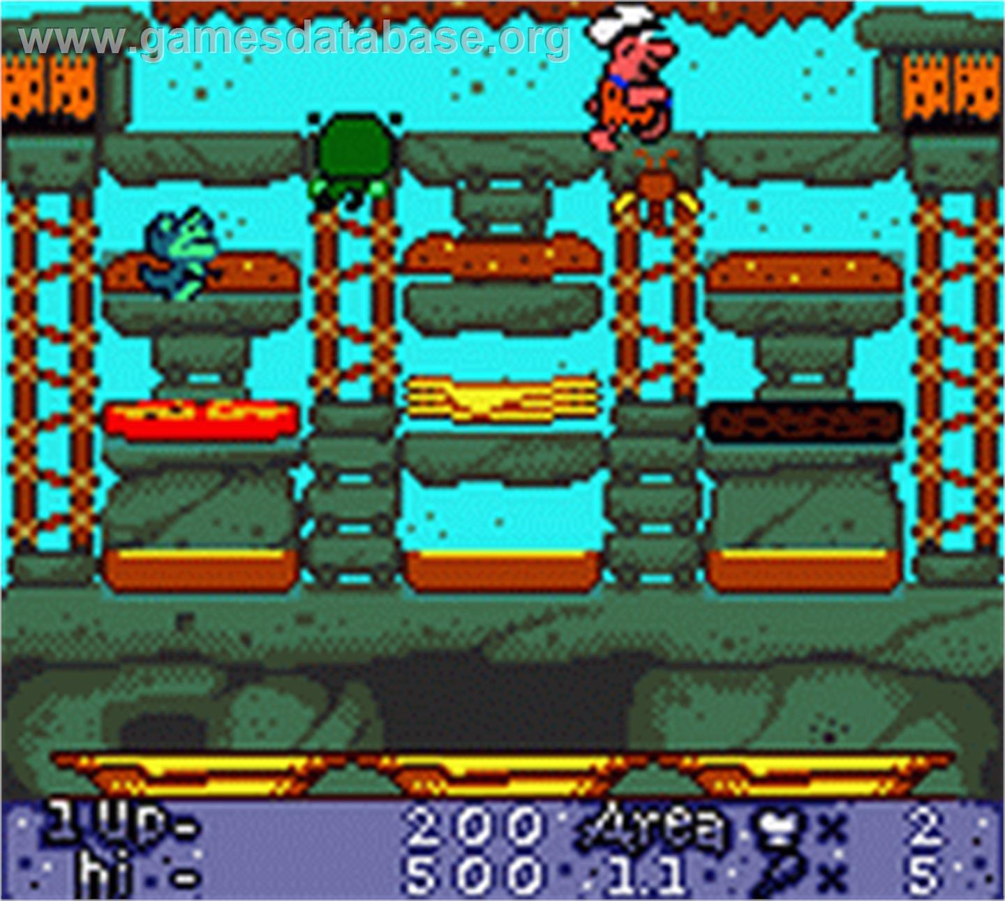 Flintstones: Burgertime in Bedrock - Nintendo Game Boy Color - Artwork - In Game