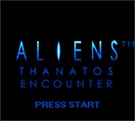 Title screen of Aliens - Thanatos Encounter on the Nintendo Game Boy Color.