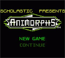 Title screen of Animorphs on the Nintendo Game Boy Color.