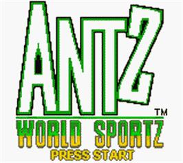 Title screen of Antz World Sportz on the Nintendo Game Boy Color.