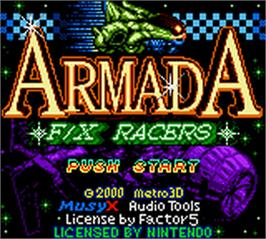 Title screen of Armada - Fx Racers on the Nintendo Game Boy Color.