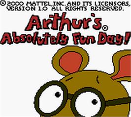 Title screen of Arthur's Absolutely Fun Day! on the Nintendo Game Boy Color.