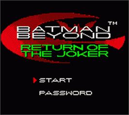 Title screen of Batman Beyond - Return Of The Joker on the Nintendo Game Boy Color.