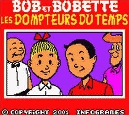 Title screen of Bob et Bobette: Les Dompteurs du Temps on the Nintendo Game Boy Color.