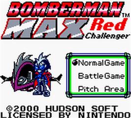 Title screen of Bomberman Max - Red Challenger on the Nintendo Game Boy Color.