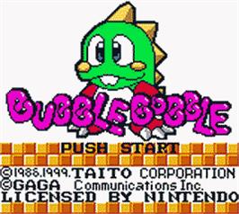 Title screen of Bubble Bobble Classic on the Nintendo Game Boy Color.