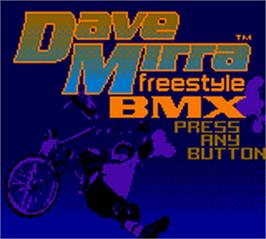 Title screen of Dave Mirra Freestyle BMX on the Nintendo Game Boy Color.