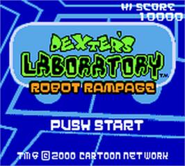 Title screen of Dexter's Laboratory - Robot Rampage on the Nintendo Game Boy Color.