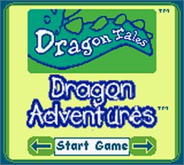 Title screen of Dragon Tales - Dragon Adventures on the Nintendo Game Boy Color.