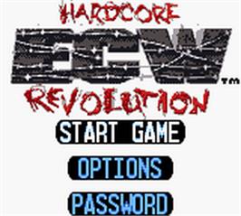 Title screen of Ecw Hardcore Revolution on the Nintendo Game Boy Color.