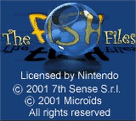 Title screen of Fish Files, The on the Nintendo Game Boy Color.