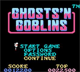 Title screen of Ghosts'n Goblins on the Nintendo Game Boy Color.